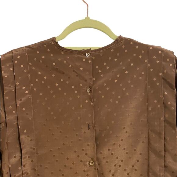 La Chine Classic Brown Vintage Long Sleeve Blouse Sz 6 - Picture 7 of 12
